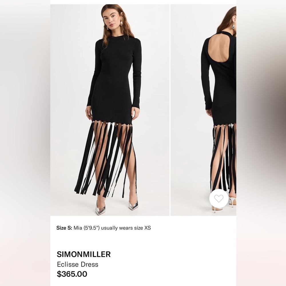 Simon Miller Black Eclisse Long-Sleeve Fringe Dress
